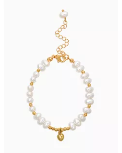 Браслет жемчуг "Рисинкис сердцем" , цвет белый в золоте арт. СМЛ-283780-1-СМЛ0010936498