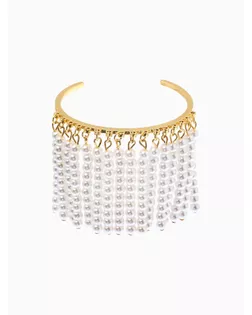 Браслет жемчужный "Кольцо", цвет белый в золоте, бусина 6 арт. СМЛ-282759-1-СМЛ0010936556