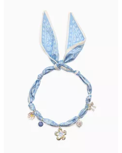 Колье-чокер на платке "Стиль". цвет голубой с золотом арт. СМЛ-282237-1-СМЛ0010936557