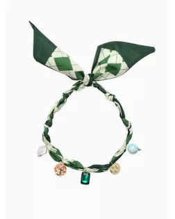 Колье-чокер на платке "Стиль". цвет изумрудный с золотом арт. СМЛ-282238-1-СМЛ0010936558