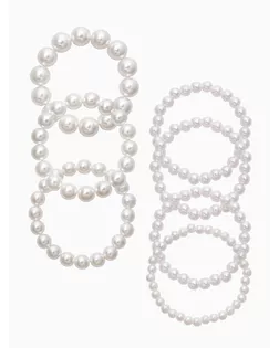 Браслет "Бусины жемчуга" (набор 7 шт), №6,8,10,14, цвет белый арт. СМЛ-282597-1-СМЛ0010936565