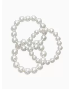 Браслет "Бусины жемчуга" (набор 3 шт), №10,12.14, цвет белый арт. СМЛ-281463-1-СМЛ0010936566