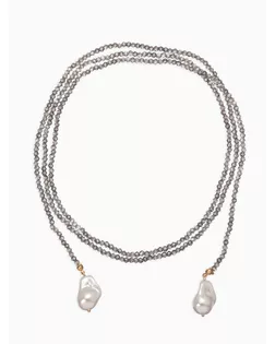 Бусы "Нить стекла" с подвесами жемчуг, L=120см №2, цвет серый АВ арт. СМЛ-281553-1-СМЛ0010936619