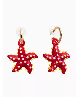 Серьги из стекла "Море", звезда, цвет красный в золоте арт. СМЛ-282605-1-СМЛ0010937055