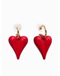 Серьги со съмными элементами "Сердца" вытянутые, цвет красный в золоте арт. СМЛ-282608-1-СМЛ0010937061
