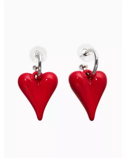 Серьги со съмными элементами "Сердца" вытянутые, цвет красный в серебре арт. СМЛ-282609-1-СМЛ0010937062