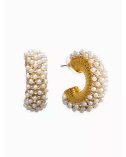 Серьги жемчуг "Россыпь", ссв, цвет белый в золоте арт. СМЛ-282610-1-СМЛ0010937065