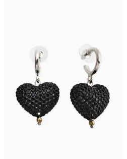 Серьги "Сияние вечера" сердце, цвет чёрный в серебре арт. СМЛ-282613-1-СМЛ0010937068