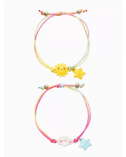Браслеты детские парные "Выбражулька" неразлучники, солнце, облако, звезды, разноцветный арт. СМЛ-283245-1-СМЛ0010937172