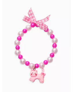 Браслет детский "Выбражулька" котик, бант, жемчуг, цвет бело-розовый арт. СМЛ-281473-1-СМЛ0010937176