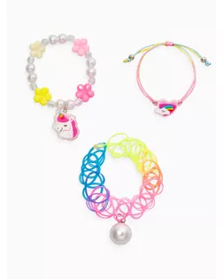 Браслет детский набор 3 шт. "Выбражулька" сердце, единорог, силиконовый, разноцветный арт. СМЛ-283013-1-СМЛ0010937184