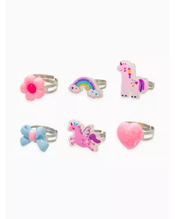 Кольца детские набор 6 шт. «Выбражулька» ассорти единорог форма МИКС, б-р, разноцветный арт. СМЛ-283014-1-СМЛ0010937186