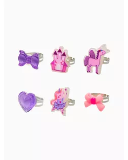 Кольца детские набор 6 шт. «Выбражулька» замок, пегас, форма МИКС, б-р, цвет фиолт-розовый   1093718 арт. СМЛ-283017-1-СМЛ0010937189