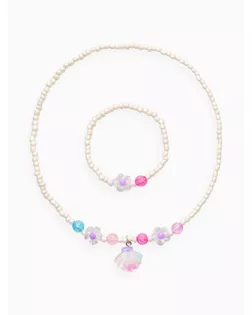 Набор детский «Выбражулька» 2 предмета: бусы, браслет, ракушка, цветы, цвет бело-розовый арт. СМЛ-283020-1-СМЛ0010937193