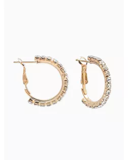 Серьги-кольца со стразами d=2,5см, цвет белый в золоте арт. СМЛ-282143-1-СМЛ0010937437