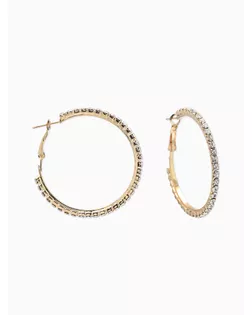 Серьги-кольца со стразами d=4,5см, цвет белый в золоте арт. СМЛ-282147-1-СМЛ0010937442