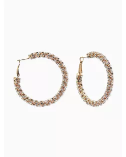 Серьги-кольца со стразами "Россыпь" d=5,5см, цвет белый в золоте арт. СМЛ-282204-1-СМЛ0010937451