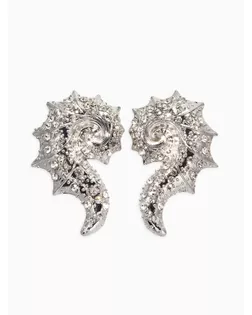 Серьги "Морской мир", раковина, цвет белый в серебре арт. СМЛ-283468-1-СМЛ0010938649