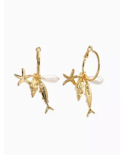 Серьги "Морской мир", с подвесками, цвет белый в золоте арт. СМЛ-283471-1-СМЛ0010938653