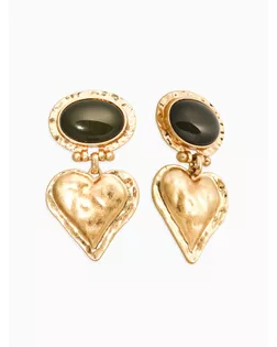 Серьги "Винтаж", овал с сердцем, цвет темно-зелёный в золоте арт. СМЛ-283518-1-СМЛ0010938709