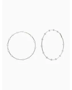 Серьги-кольца "Жемчуг" d=10см. №6, цвет белый в серебре арт. СМЛ-282666-1-СМЛ0010939264