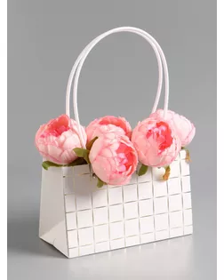 Сумка для цветов влагостойкая, белая, 22x10.5x13.5±5% см арт. СМЛ-281680-1-СМЛ0010946761