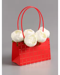 Сумка для цветов влагостойкая, красная 22x10.5x13.5±5% см арт. СМЛ-281681-1-СМЛ0010946762