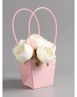 Сумка для цветов розовая влагостойкая, 13x9.5x13±5% см арт. СМЛ-281682-1-СМЛ0010946764