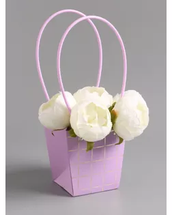 Сумка для цветов лиловая влагостойкая, 13x9.5x13±5% см арт. СМЛ-281683-1-СМЛ0010946765