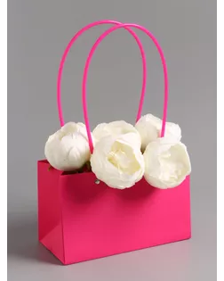 Сумка для цветов влагостойкая, фуксия, 22x10.5x13.5 см арт. СМЛ-281684-1-СМЛ0010947513