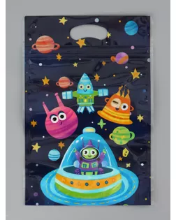 Пакет подарочный, с zip-lock застежкой, "Пришельцы", 15х23 ± 1см арт. СМЛ-281699-1-СМЛ0010948532