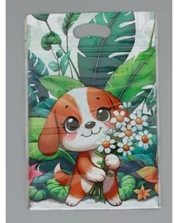 Пакет подарочный, с zip-lock застежкой, "Букет ромашек", 15х23 ± 1см арт. СМЛ-281701-1-СМЛ0010948536