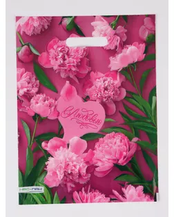 Пакет «Розовые пионы», полиэтиленовый с вырубной ручкой 30×40 см, 60 мкм арт. СМЛ-281726-1-СМЛ0010958844