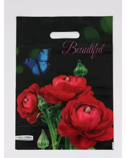Пакет подарочный «Прекрасный букет», полиэтиленовый с вырубной ручкой 30×40 см, 60 мкм арт. СМЛ-281730-1-СМЛ0010958855