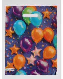 Пакет подарочный «Разноцветные шарики», полиэтиленовый с вырубной ручкой 30×40 см, 60 мкм арт. СМЛ-281731-1-СМЛ0010958856