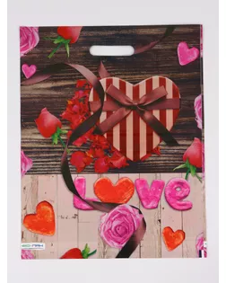 Пакет подарочный «Сердечки», полиэтиленовый с вырубной ручкой 38×47 см, 60 мкм арт. СМЛ-281735-1-СМЛ0010958886