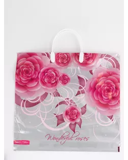 Пакет "Роза на серебре, полиэтиленовый, пластиковая ручка 37х35 см 90 мкм арт. СМЛ-281570-1-СМЛ0010958909