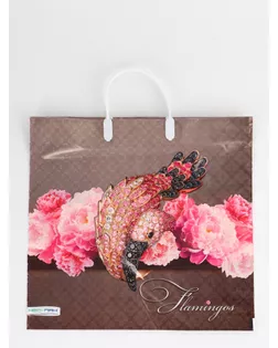 Пакет "Розовый фламинго, полиэтиленовый, пластиковая ручка 37х35 см 90 мкм 1095891 арт. СМЛ-281571-1-СМЛ0010958911