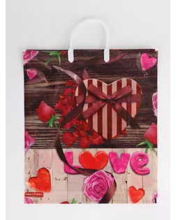 Пакет "С любовью, полиэтиленовый с вырубной ручкой, пласт. 38х44 см, 90 мкм арт. СМЛ-281575-1-СМЛ0010958915