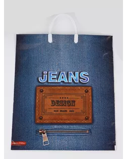 Пакет «Джинс лейбл», полиэтиленовый, с пластиковой ручкой, 38×44 см, 90 мкм арт. СМЛ-281736-1-СМЛ0010958919