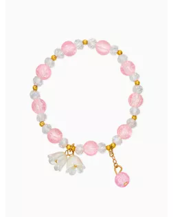 Браслет детский "Выбражулька" ландыши, цвет розово-белый в золоте арт. СМЛ-283256-1-СМЛ0010960608