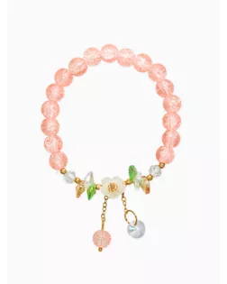 Браслет детский "Выбражулька" цветок, 2 подвеса, цвет розовоголубой в золоте арт. СМЛ-283257-1-СМЛ0010960611