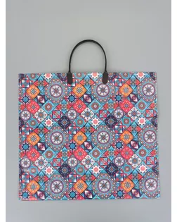 Пакет "Калейдоскоп", полиэтиленовый с пластиковой ручкой, 38 х 34 + 3 см, 90 мкм арт. СМЛ-282693-1-СМЛ0010962301