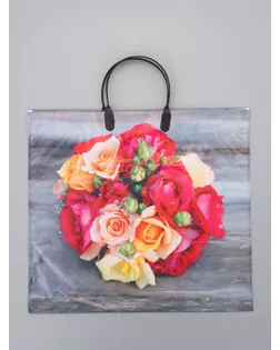 Пакет "Волшебный букет", полиэтиленовый с пластиковой ручкой, 38 х 34 + 3 см, 90 мкм арт. СМЛ-282489-1-СМЛ0010962302