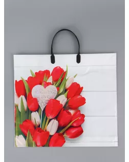 Пакет «С любовью», полиэтиленовый с пластиковой ручкой, 38×34 + 3 см, 90 мкм арт. СМЛ-281486-1-СМЛ0010962317