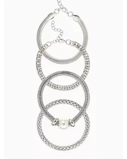 Браслет "Стиль" (набор 3шт) плетение, звенья, цвет белый в серебре арт. СМЛ-283791-1-СМЛ0010967827