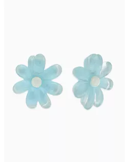 Серьги пластик "Цветочек летний" с блёсткой, цвет голубой арт. СМЛ-283580-1-СМЛ0010967848