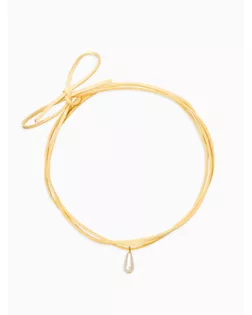 Чокер «Капля» жемчужная на шнурке, цвет бело-молочный в золоте, L=134 см арт. СМЛ-283560-1-СМЛ0010969416