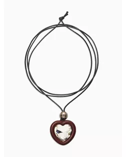 Кулон на шнурке стиль "Сердце" бусина, регулируемый, 90см, цвет бордово-чёрный арт. СМЛ-283565-1-СМЛ0010971742