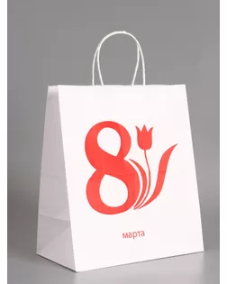 Пакет бумажный, " 8 марта! Тюльпан" 24 х 14 х 28 см арт. СМЛ-282970-1-СМЛ0010975933